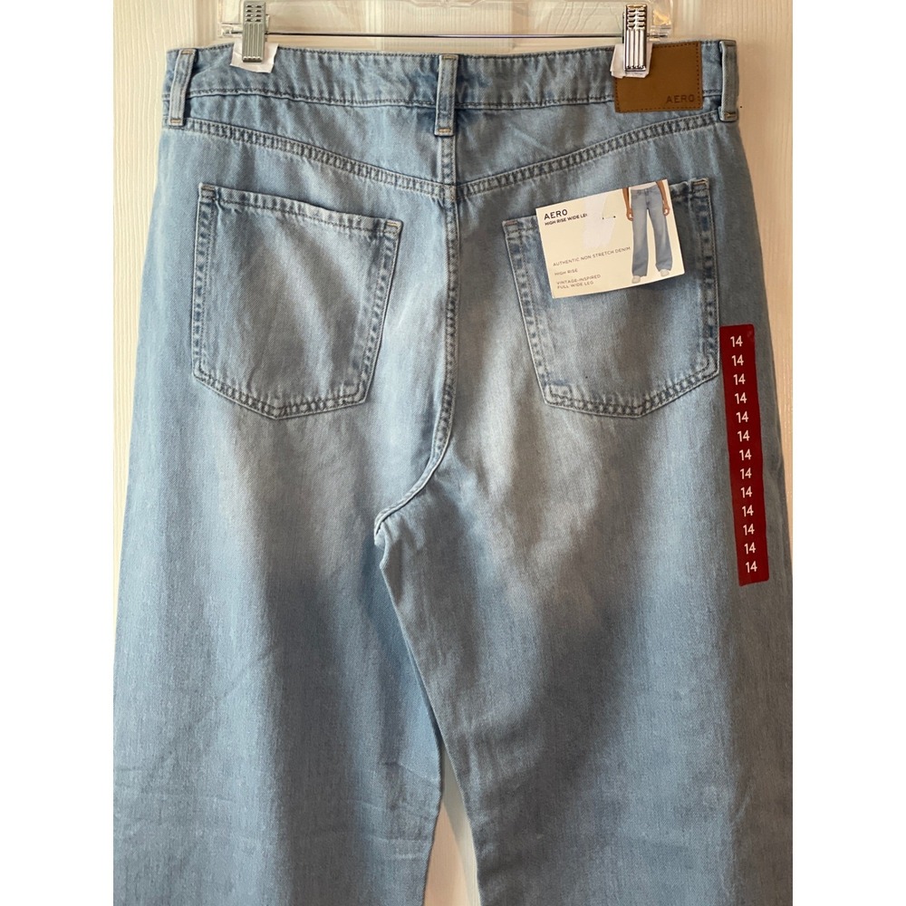 Aeropostale Jeans Women's 14 Blue New High Rise Wide Leg Non-Stretch Denim New - Picture 6 of 14